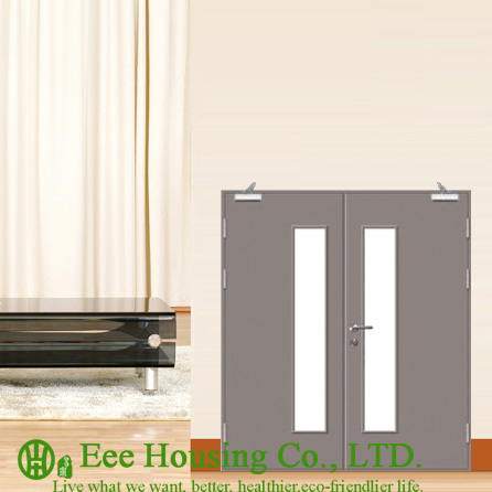 Outward Opening Steel Fire Rated Door with Glass Vision, Fire Proof Certification, Supply Hardware and Accessories