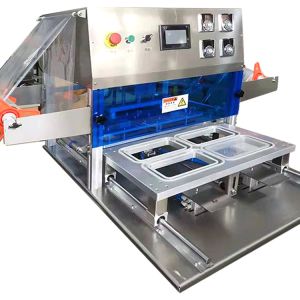 Automatic Pneumatic Yogurt Cup Sealing Machine 0.6MPa Waterproof OEM