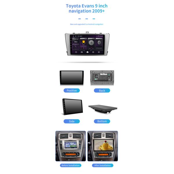 8 Core 9 Inch For Toyota Evans 2009+ Online Music Bluetooth Car Navigation