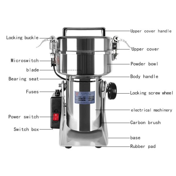 1400W 220V Electric Seasoning Grinder , Commercial Electric Grain Grinder