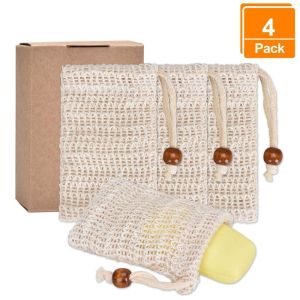 Natural Cotton Mesh Soap Baths Drawstring Bag