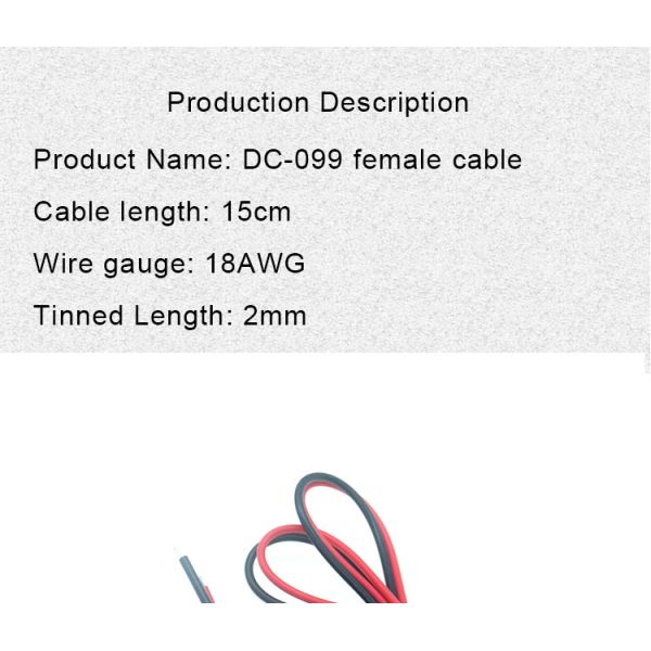 18AWG 10A Metal Threaded Female Socket Mount DC099 5.5x2.1mm 5.5x2.5mm Panel Mount Connector Pigtail DC Power Jack Cable