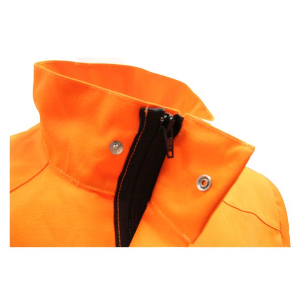 CVC 55% Cotton 45% Polyester 245GSM Orange Jacket With Reflective Strip Two Flap Pockets