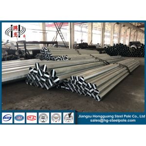 Single Circuit Galvanized Steel Pole , Power Distribution Poles Sheet Metal