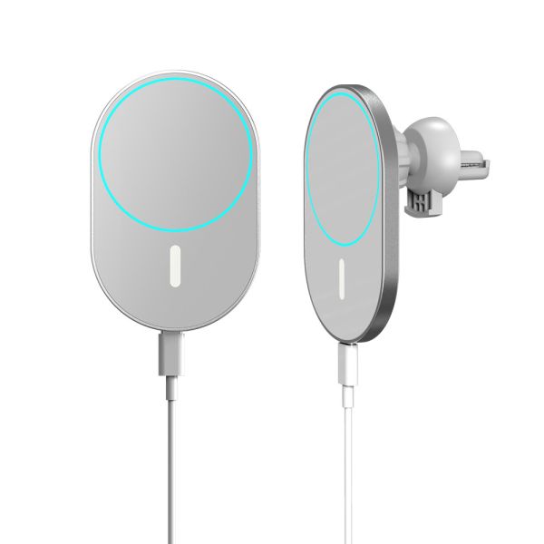 Buy 15W Aluminium Type-C PD Qi Magnetic Wireless Car Charger at wholesale prices