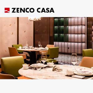 Hotel Restaurant Furniture Includes Marble Round Table And Leather Dining Chairs