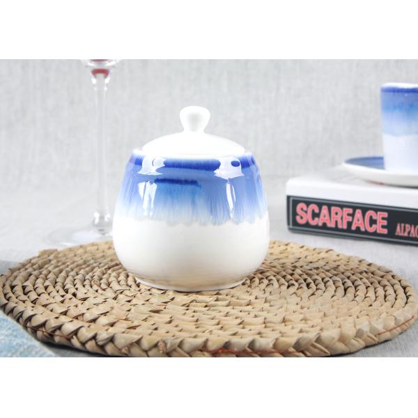Customized Ceramic Sugar Jar , 300ml Tea Coffee Sugar Canisters For Coffee Drinking
