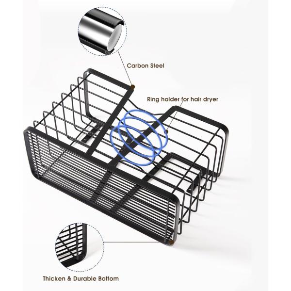 Modern Style Hair Tool Organizer for Wall Mounted Hair Dryer Bathroom Cabinet Holder