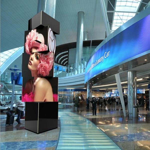 Buy Circle rotating triangle cylinder led screen airport billboard price at wholesale prices