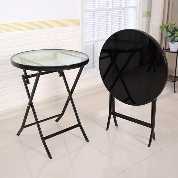 Metal Tempered Glass Folding Coffee Dining Table for Outdoor Camping Balcony Garden Patio