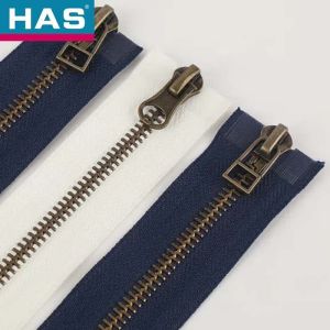 Two Way Open End Brass Plated Bronze Y Teeth Zipper Double Auto Lock Slider For