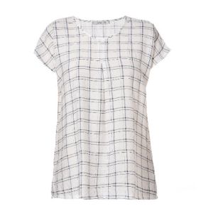 Customized Plus Size Checkered Shirt Stylish Loose Tops In Natural Linen Fabric