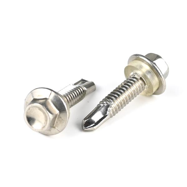 Ruspert Ss304 Stainless Steel Hex Washer Head Self Drilling Screw With Pvc Washer For Solar Fastener