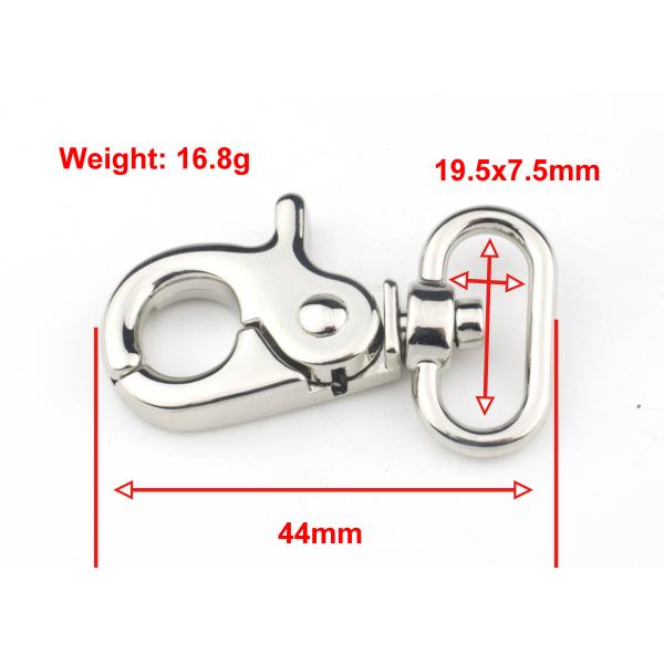 Purse Metal Swivel Snap Hook , High Polished Swivel Clips For Handbags