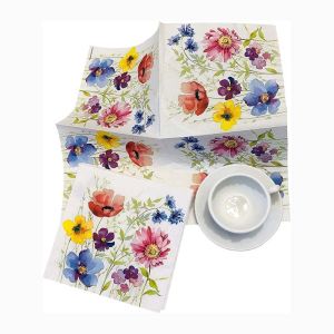 Biodegradable Floral Paper Napkins Compostable Recyclable For Hotel