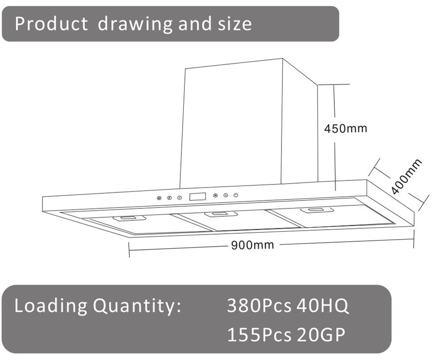 Kitchen Wall Mount Chimney-Style Convertible Range Hood Pyramidal