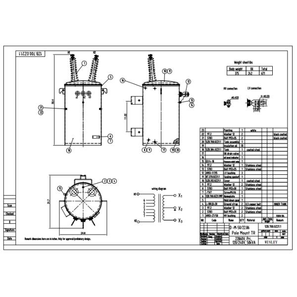 UL Certified ANSI Standard Single Phase Oil Immersed Transformers 50KVA 22.86KV Pole Mounted Transformer