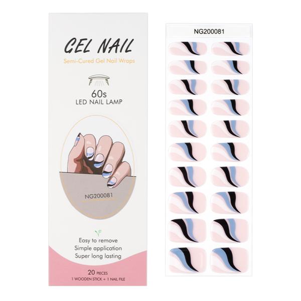 Hot Sell Non-Toxic Semi cured Gel nail strips Wholesale gel nail stickers