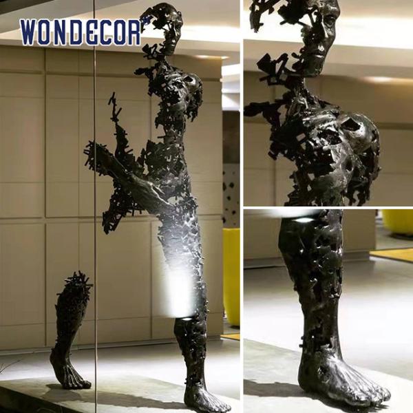 Indoor Metal Art Decoration Abstract Walking Bronze Sculpture of People