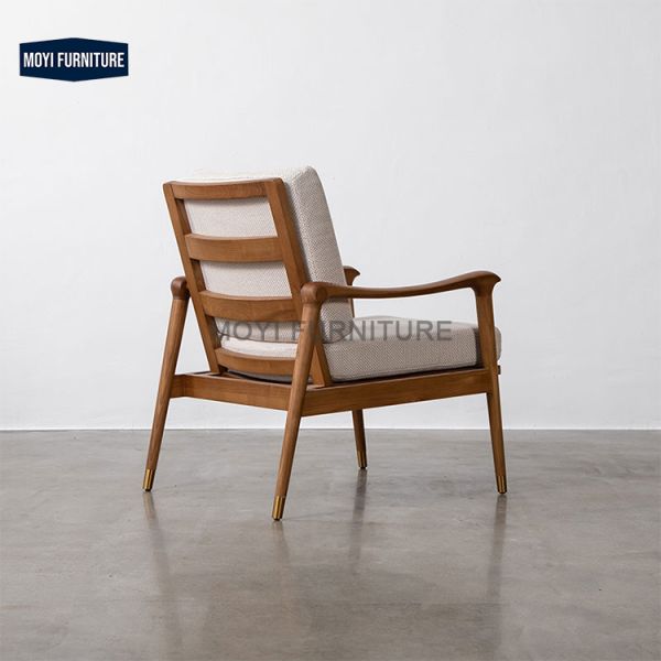 Velvet Fabric Modern Handmade Single Seater Couch Solid Wood Sofa Chair Living Room Customization Simplicity Comfortable