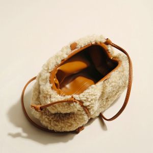 Lambswool Ladies Clutch Bags 21cm 13cm Mini Cloud Bag