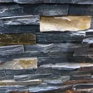 P013 Grey Slate with P014 Rust Rock Face Ledge Stone, China Wall Stone Cladding