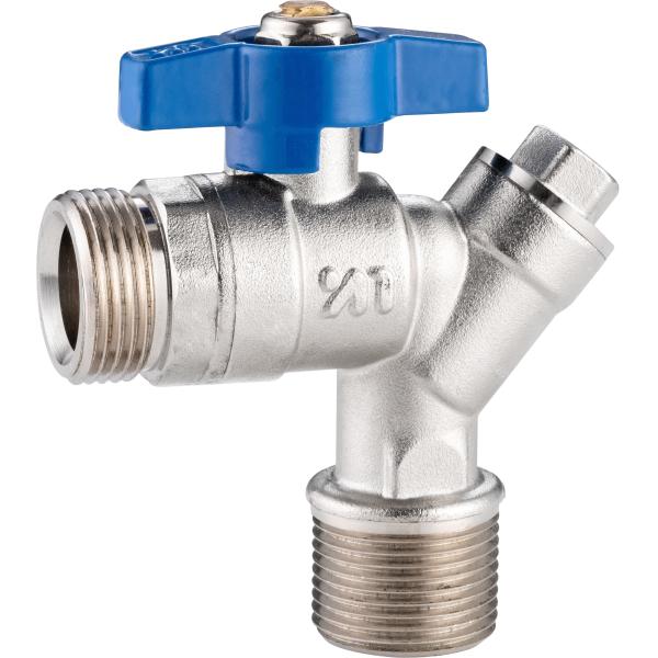 Buy 5102B Gas Stove Valve Brass Ball Valve Angle Type DN20 for Water Return Pipeline of Heating System w/ Built-in Strainer at wholesale prices