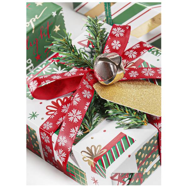 Custom gold foil printed gift polyester satin ribbon with logo