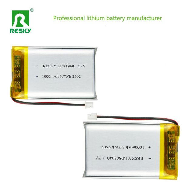 Rechargeable Lipo Lifepo4 Batteries 803040 3.7v 1000mAh 3.7wh Solar Lithium Polymer Battery Cell