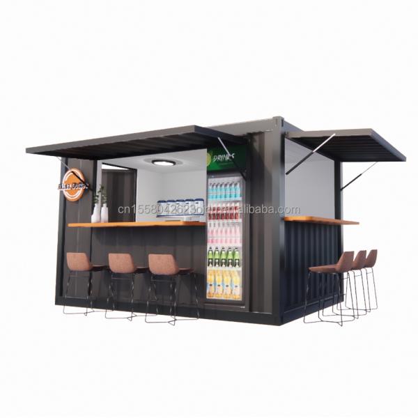 Shop Supermarket 10-12FT Container Mobile Cafe Steel Structure with Wooden Houses Design in Modern Style and High Qualit