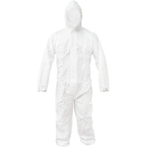 Long Front Zipper Disposable Protective Suit Elastic Waistband Cuffs Isolation