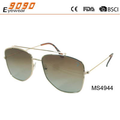 Buy Sunglasses with metal frame, new fashionable designer style with top bar and plastic tip at wholesale prices