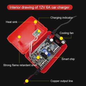 12V 5A Motorcycle Car battery Charger Pulse Repair Lead acid battery charger 12V