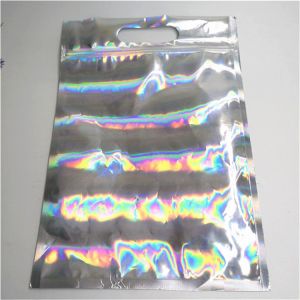Resealable Aluminium Foil Mylar Bag Zipper Lock Holographic Packaging Bag