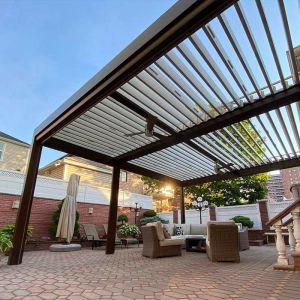 Bioclimatique Metal Gazebo Outdoor Courtyard Leisure Aluminum Louvered Pergola
