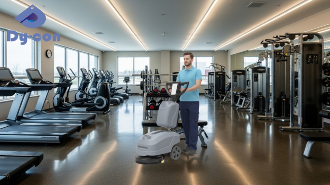 Quality Quiet 70dBA Floor Scrubber with 14-inch Cleaning Path and 18KG Downforce for Fitness Centers for sale