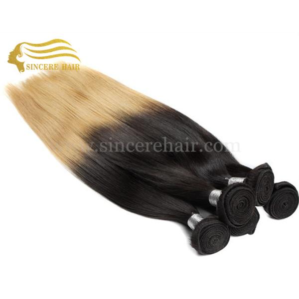 Buy 22 Inch Brazilian Remy Human Hair Weft Extensions For Sale - 22" Straight Ombre Blonde Human Hair Weave for sale at wholesale prices