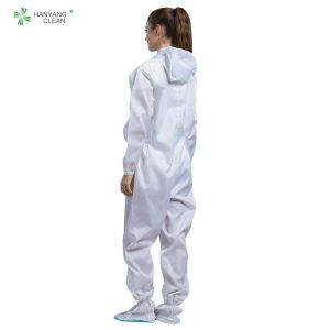 ESD antistatic autoclave sterilized cleanroom coverall connect with hood white