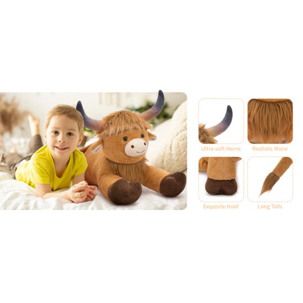 Cow Highland 32 Inches Big Cow Plush Toy Soft Cuddly Farm Animal Kids Birthday Party Favor Baby Shower Stuffed Animal