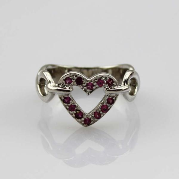 Fashion Jewelry 925 Silver Heart Ring with Pink Cubic Zircon(FR0147)