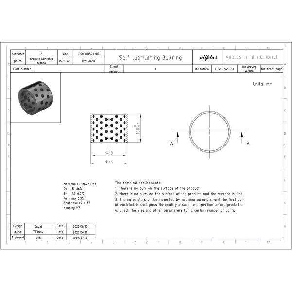 ZCuSn6Zn6Pb3 Graphite Sleeve Bearings Hydraulic Engineering Self Lubricating Bearings