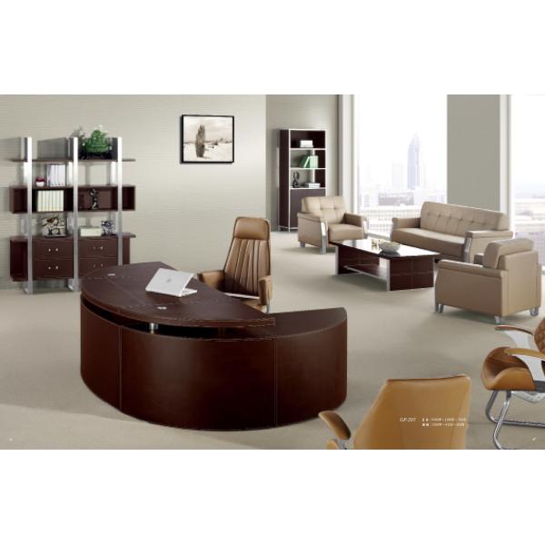 luxury office executive leather curved table/luxury leather office arched