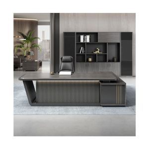 High Tech Black Boss Manager Office Table and Chair Combination for Customer