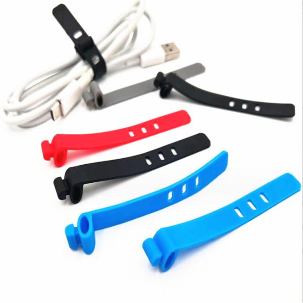 Colorful Silicone Strap Cable Holder Organizer for Moulding Food Grade USB Cables