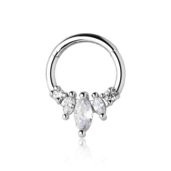 Women Stainless Steel Body Piercing Jewelry Zircon Septum Clicker Hoop ODM