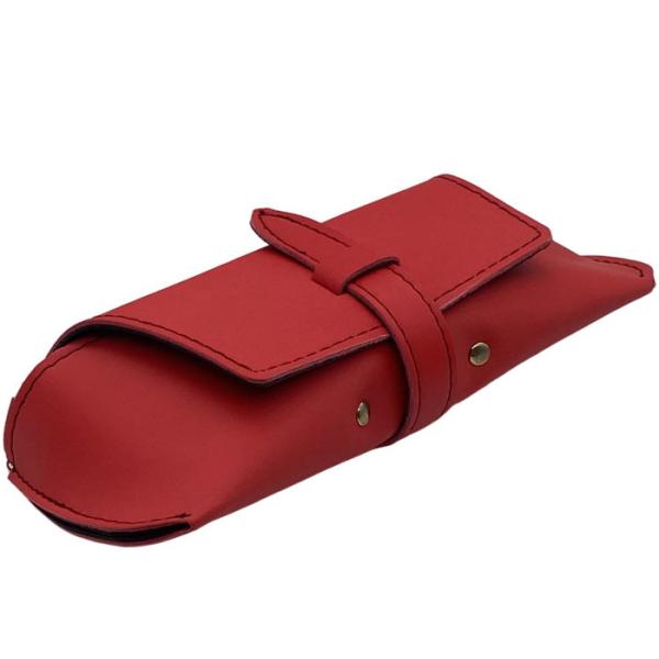 Buy Red Belt Closure Leather Glasses Pouch at wholesale prices