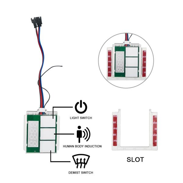 DC12V 5A 60W Time Temperature Display Defogger LED Light Mirror Touch Sensor Stepless Dimmer Switch