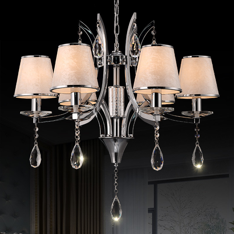 Pewter metal chandelier with lampshade indoor home light fixtures (WH-MI-64)