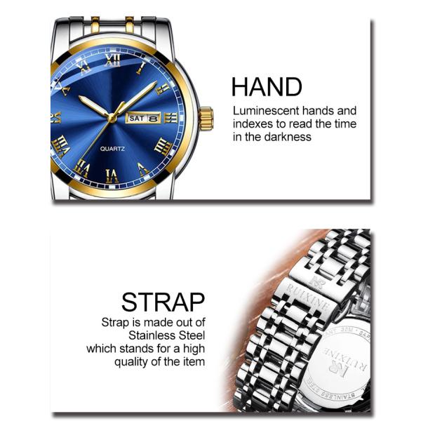 Luxury Quartz Movement Stainless Steel Watch OEM Available 118g