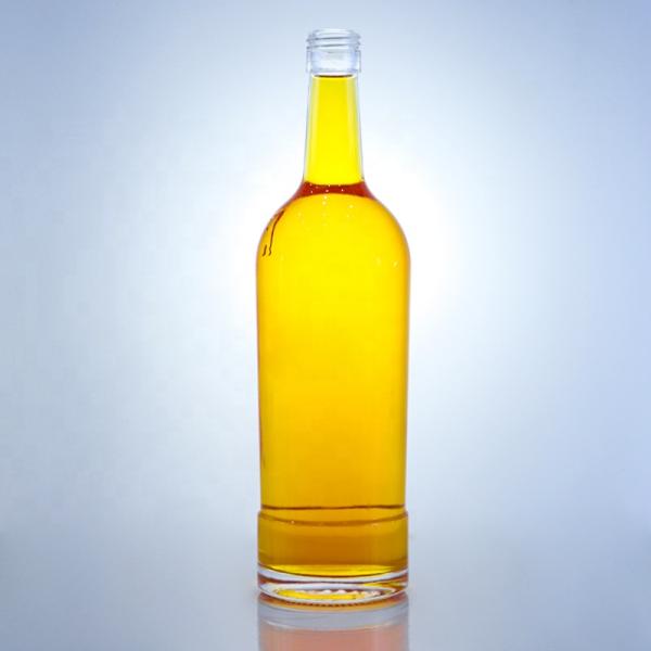 GLASS Collar Round Shaped Empty Glass Bottles 750ml for Tequila Brandy Rum Gin Whisky